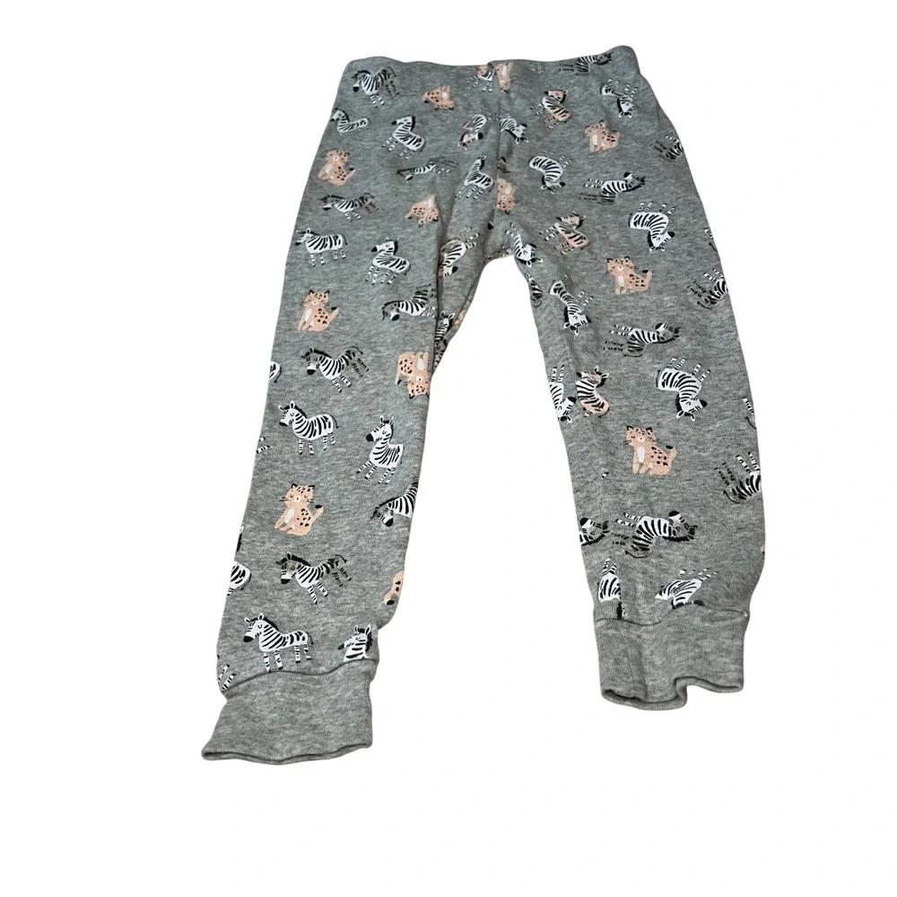 Wonder Nation Girls Pajama Set 4T Peach Zebra Leopard Short Sleeve Gray Pants